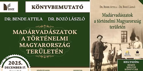 Mad\u00e1rvad\u00e1szatok a t\u00f6rt\u00e9nelmi Magyarorsz\u00e1g ter\u00fclet\u00e9n \u2013 k\u00f6nyvbemutat\u00f3