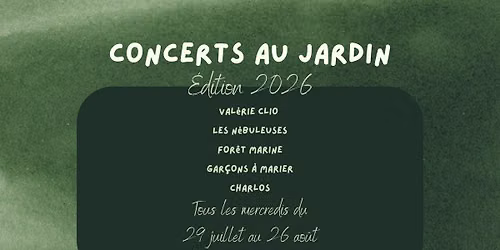 CONCERTS AU JARDIN 2026