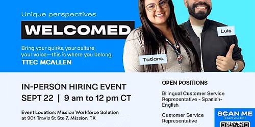 TTEC McAllen In person Hiring Event in Workforce 9.22