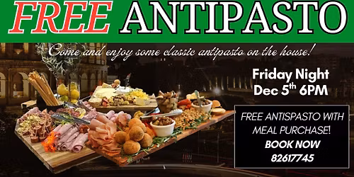 \ud83c\uddee\ud83c\uddf9 FREE ANTIPASTO NIGHT! \ud83c\udf77
