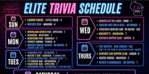 Late Night Trivia at Whiskey Rapids Saloon! 8pm*