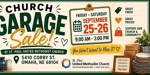 St. Paul Benson Garage Sale ~ FRI & SAT 9\/25-9\/26 @ 9am-3pm