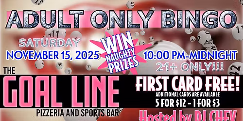 FREE ADULT BINGO at The Goal Line in Downtown Franklin Park