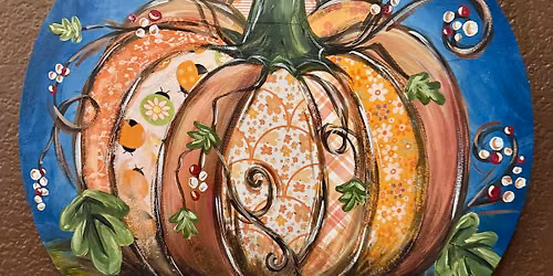 Playful Pumpkin Round Canvas Painting at Milly's Community Cafe