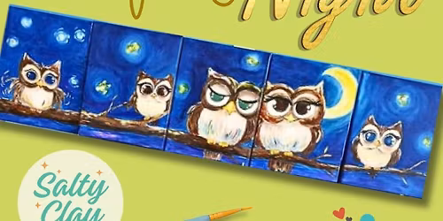 "Family of Owls", November 21st, Kids Canvas Painting! 