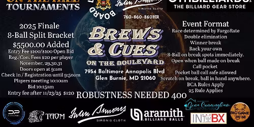 2025 8-Ball Split Bracket Finale with $5500 added