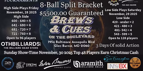 2025 8-Ball Split Bracket Finale with $5500 added
