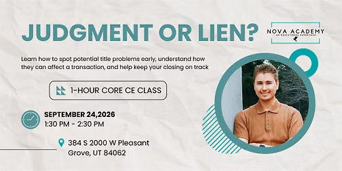 (Utah County) Judgment or Lien? - CORE CE