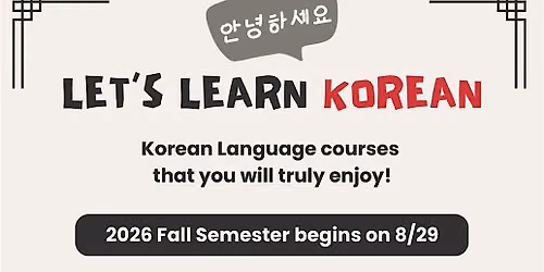 2026 - 2027 Weekly Korean Language Classes