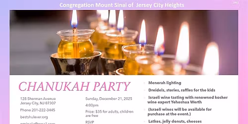 Chanukah Party at Cong. Mt Sinai of Jersey City Heights