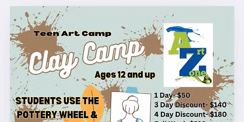 Teen Clay Art Camp: Aug 10-14