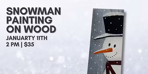 Snowman Painting on Wood Canvas