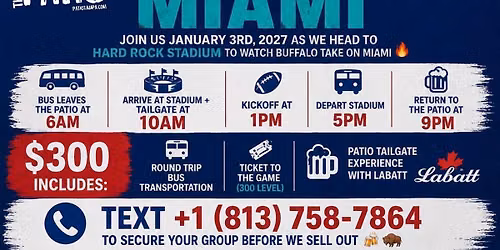 THE PATIO BILLS BACKERS TAMPA TAKES OVER MIAMI