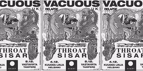 Vacuous (uk), Dome Runner, Throat, Sisar @ 4.12.2026 Kuudes Linja, Helsinki