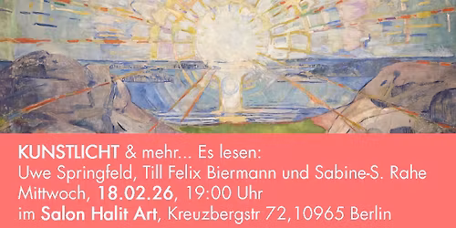 Lesung "Kunstlicht" Anthologie mit Uwe Springfeld, Till Felix Biermann und Sabine-S. Rahe
