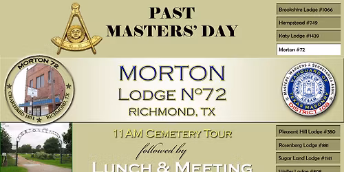 PAST MASTERS' DAY @ Morton Lodge #72 (date tba)
