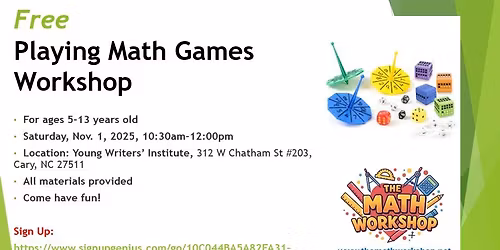 Free Playing Math Games Workshop for Kids