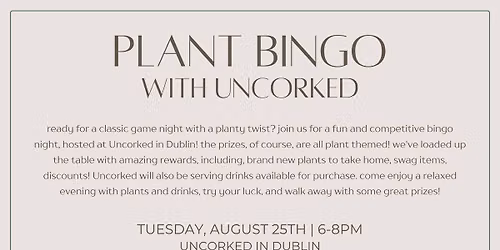 Plant Bingo with Uncorked