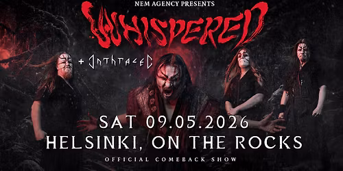 Whispered + support: Inthraced, la 9.5.2026, On the Rocks, Helsinki