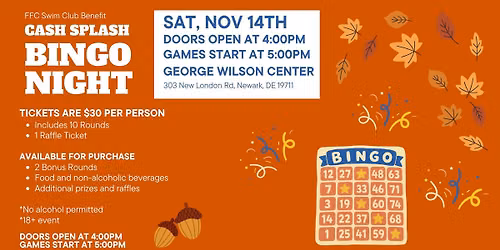 Cash Splash Bingo Friendsgiving