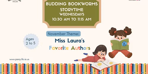 Budding Bookworms Storytime (Ages 2 to 5): Wednesdays