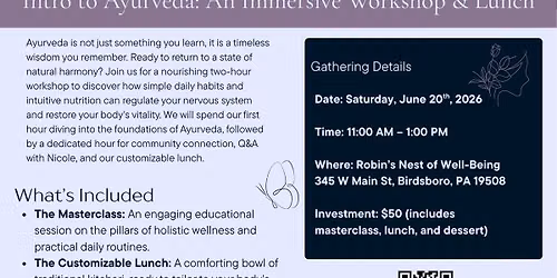 Intro to Ayurveda: An Immersive Workshop & Lunch