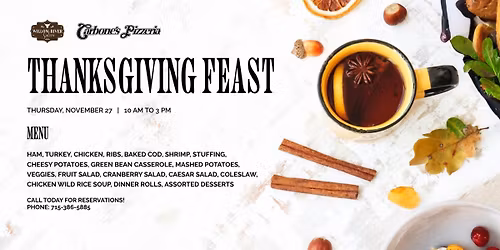 Thanksgiving Feast at Willow River Saloon & Carbone\u2019s Pizzeria \ud83e\udd83