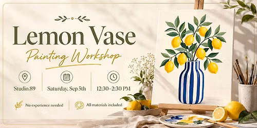 Lemon Vase Painting Workshop | Beginner-Friendly Paint & Create