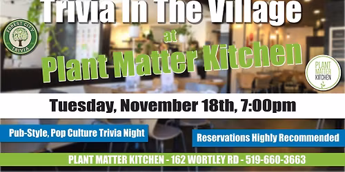 Pop Culture Trivia Night at Plant Matter Kitchen