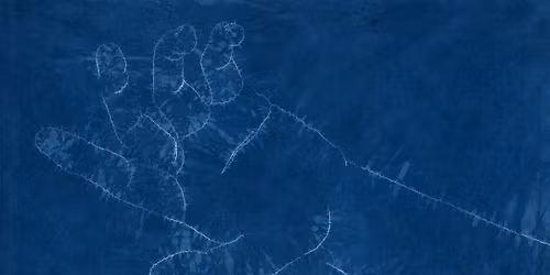 Sewing Resist Fabric Designs to Indigo Dye May 16th