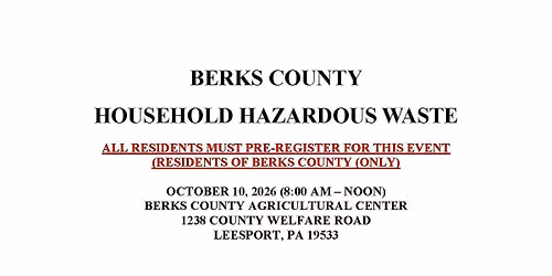 Berks County Household Hazardous Waste Collection - October 10, 2026