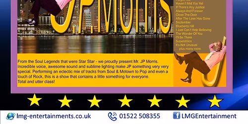 JP Morris SOUL & MOWTOWN (\u00a35 per person)