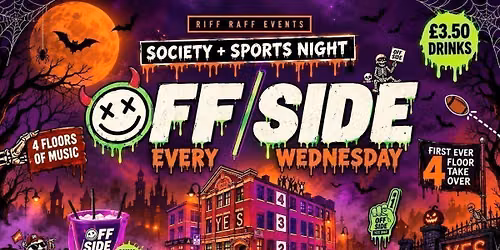 HALLOWEEN OFFSIDE @ YES \ud83c\udf83 \ud83d\ude08 FIRST EVER 4 FLOOR TAKEOVER! \u00a35 Buckets \ud83e\udea3 \u00a33.50 Drinks! \ud83e\udd64 HUGE ROOFTOP TERRACE + MORE