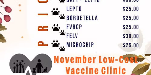 November Low-Cost Vaccine Clinic