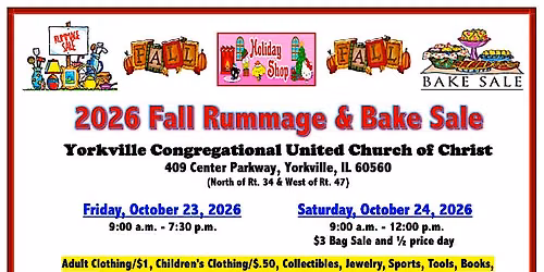 YCUCC 2026 Fall Rummage & Bake Sale