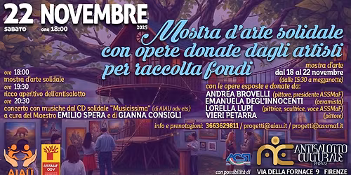 AIAU \/ ASSMaF - Mostra d'arte solidale con opere donate dagli artisti per raccolta fondi