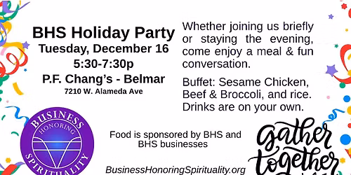 BHS Holiday Party at P.F. Chang's - Belmar