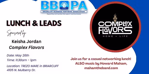 BBPA's May "Lunch and Leads" Sponsored by  Complex Flavors with special  musical guest Howard Mahan
