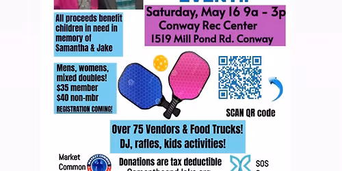 Samantha and Jake Foundation 2nd Annual Pickleball and Craft\/Vendor Event!