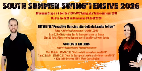 South Summer Swing'Tensive - Stage & Soir\u00e9es West Coast Swing - R\u00e9gion Toulonnaise \/ Var (83)