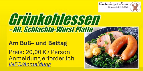 Gr\u00fcnkohl und Schlachteplatten-Essen im B\u00fcrgerhaus