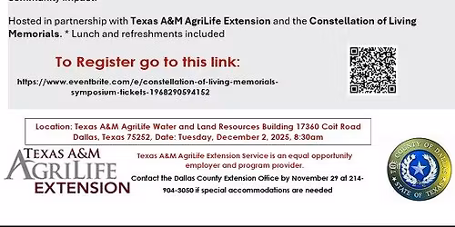 CONSTELLATION OF LIVING MEMORIALS SYMPOSIUM