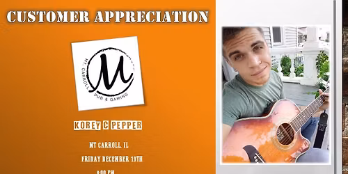 Customer Appreciation day with Korey Pepper live at 8pm 