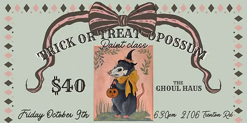 Trick or Treat Opossum Paint class