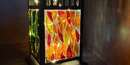 Fused glass autumn lantern (Merryoaks)