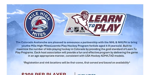 Learn to Play Hockey Mile High Mites hosted by Foothills Hockey Association