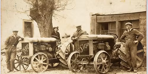 Vintage tractor winter road run. 