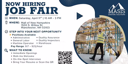 Manchester, NH. Immediate openings 