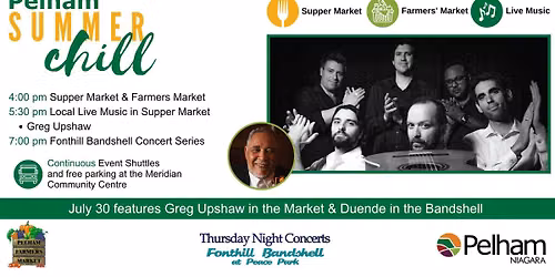 Pelham Summer Chill with Greg Upshaw in the Market & Duende in the Bandshell