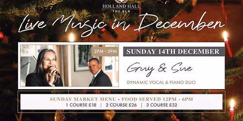 Live Music Sundays in December at The Pub with Guy & Sue